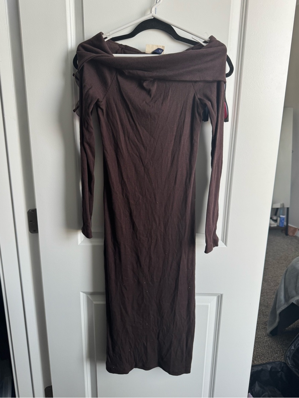 Universal Thread Off-Shoulder Long Sleeve Brown Maxi Dress